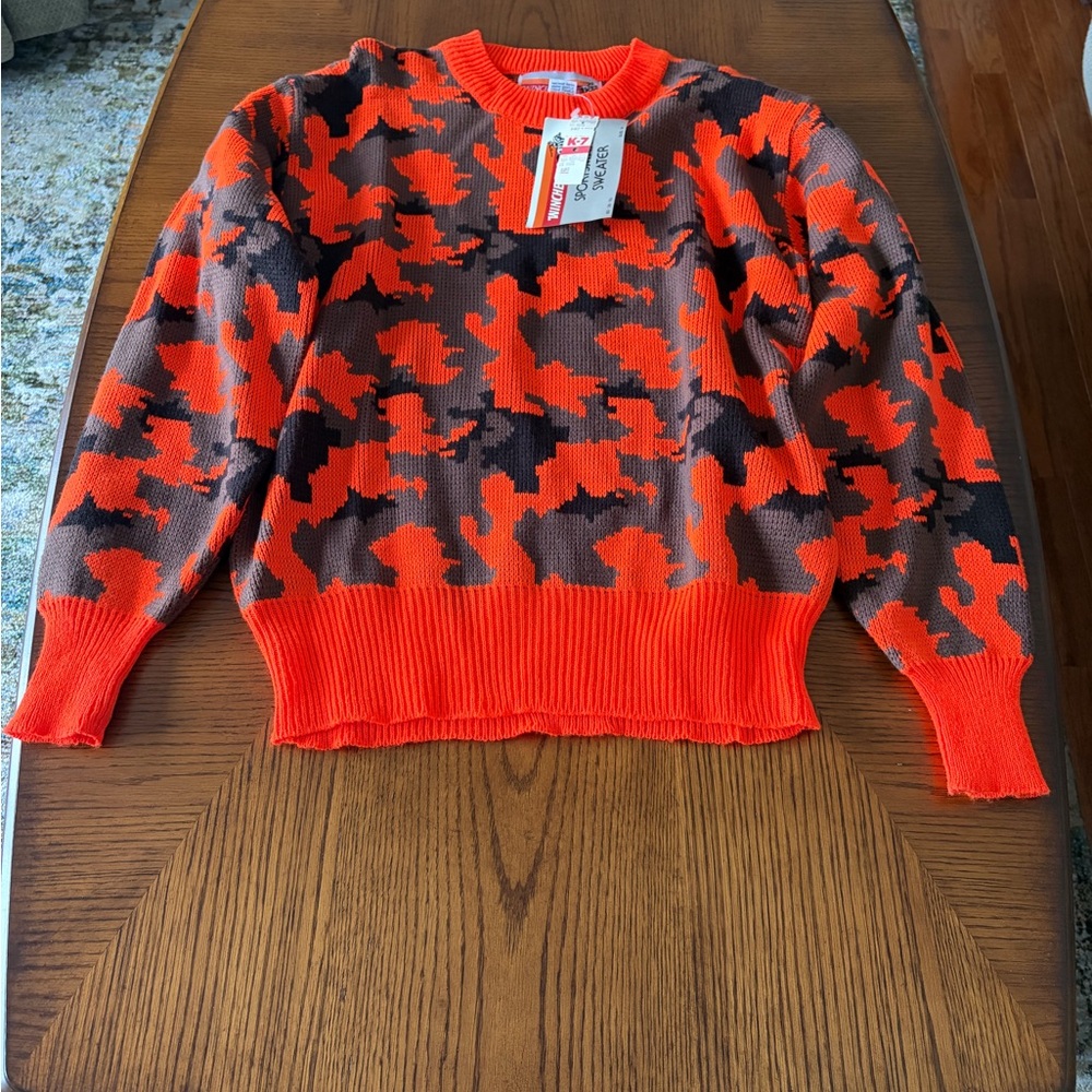 WINCHESTER Camouflage Orange Gray Black Acrylic Knit Sweater Men's Size M - NEW!